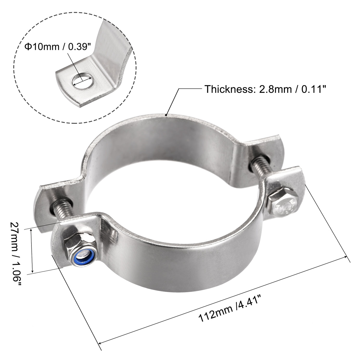 uxcell Uxcell Wall Mount Ceiling Mount Pipe Support, 304 Stainless Steel Pipe Bracket Clamp