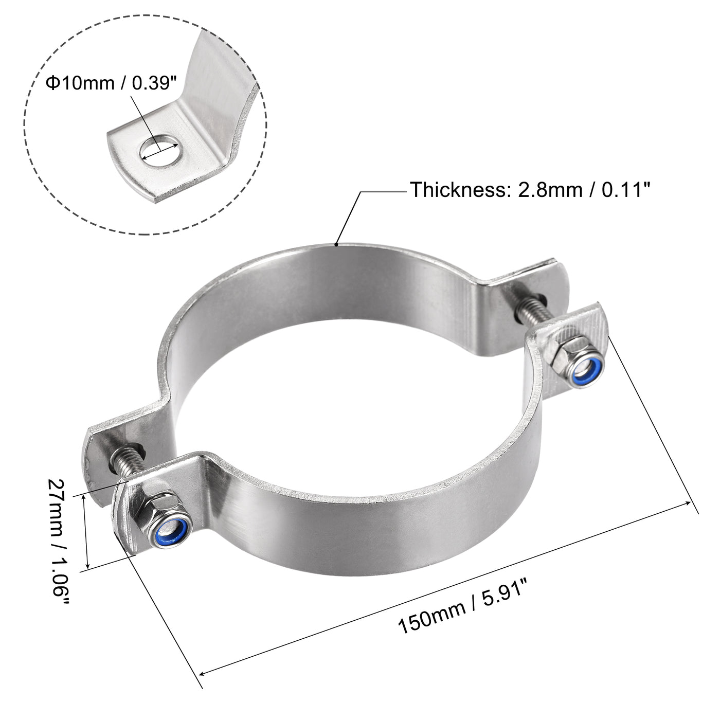 uxcell Uxcell Wall Mount Ceiling Mount Pipe Support, 304 Stainless Steel Pipe Bracket Clamp