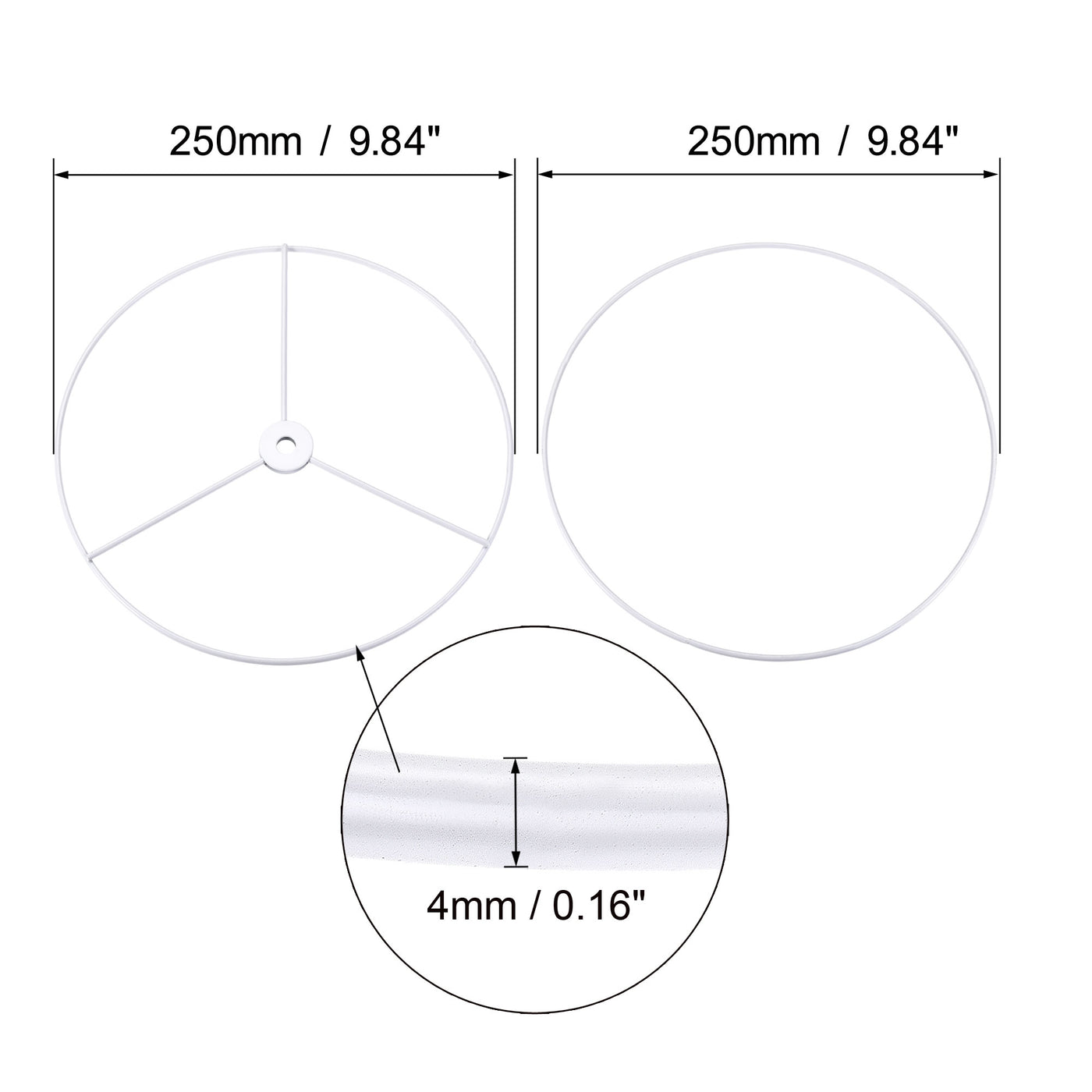 uxcell Uxcell Lamp Shade Ring, 250mm Dia. Lampshade Holder Frame for Connecting Lamps Harp, Baked Coating Iron 1 Set