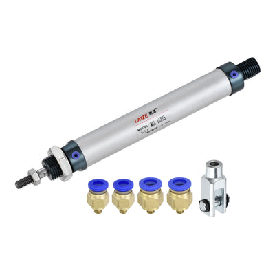 Harfington Uxcell Pneumatic Air Cylinder 16mm Bore 75mm Stroke with Y Connector and Quick Fittings, MAL 16x75, for Automatic Equipment