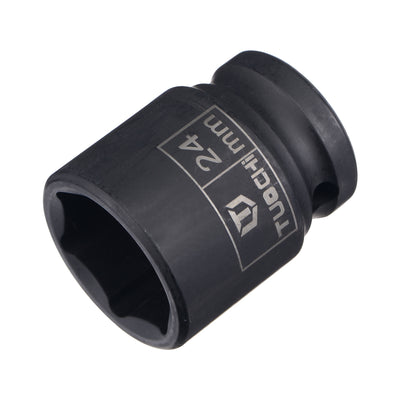 Harfington Uxcell 1/2" Drive by 24mm 6-Point Impact Socket, CR-V Steel 1.61" Length, Shallow Metric Sizes