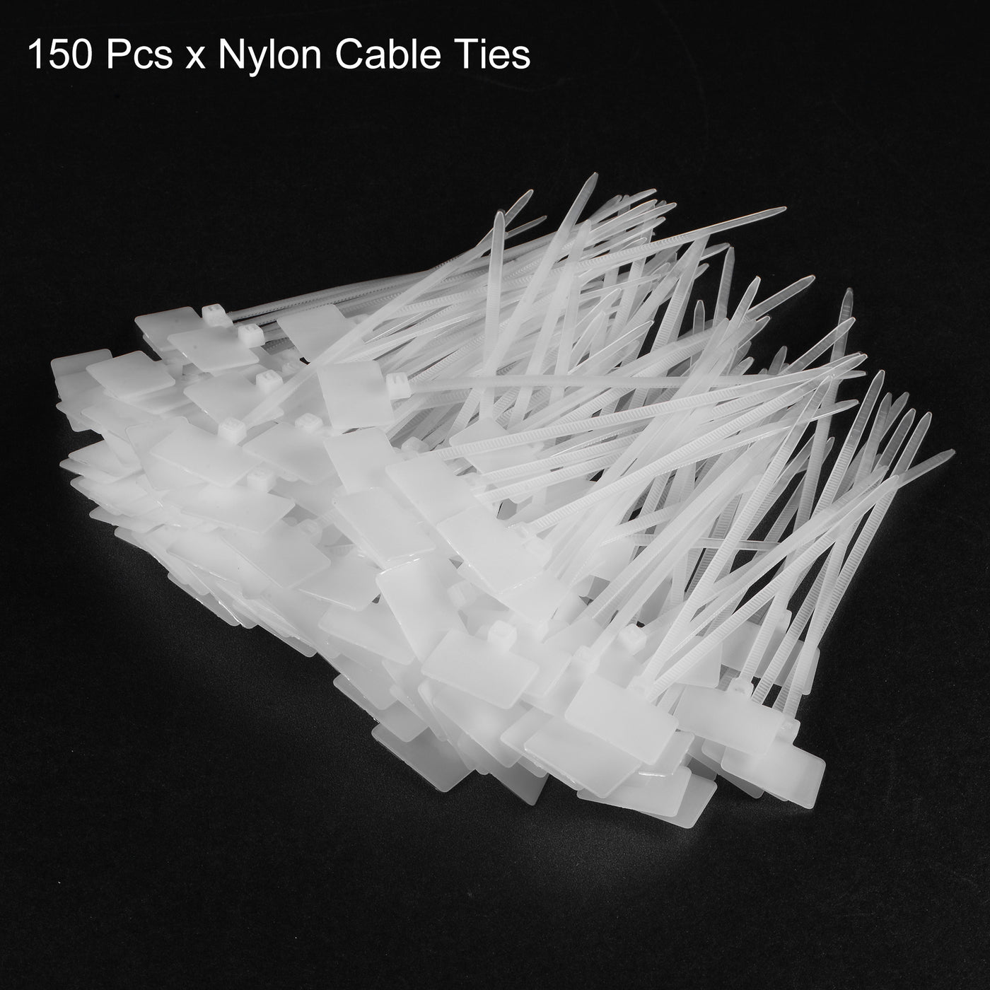 uxcell Uxcell 150pcs Nylon Cable Ties Tags Label Marker Self-Locking for Marking Organizing 100mm White