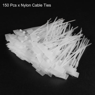 Harfington Uxcell 150pcs Nylon Cable Ties Tags Label Marker Self-Locking for Marking Organizing 100mm White