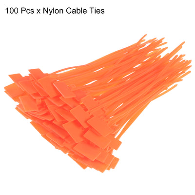 Harfington Uxcell 100pcs Nylon Cable Ties Tags Label Marker Self-Locking for Marking Organizing Orange