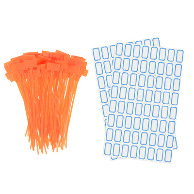 Harfington Uxcell 100pcs Nylon Cable Ties Tags Label Marker Self-Locking for Marking Organizing Orange