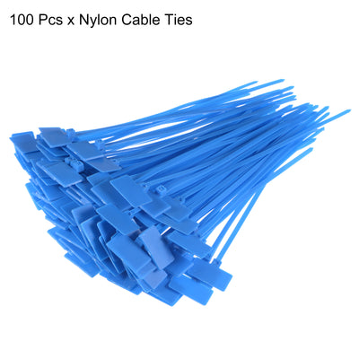 Harfington Uxcell 100pcs Nylon Cable Ties Tags Label Marker Self-Locking for Marking Organizing Blue