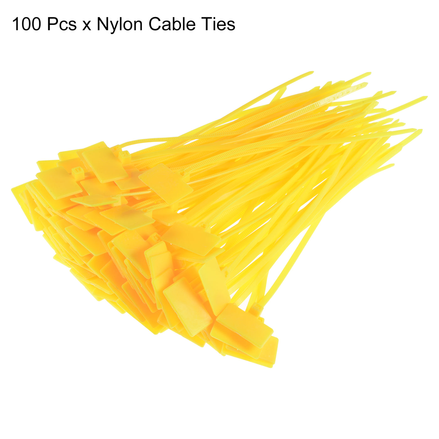 uxcell Uxcell 100pcs Nylon Cable Ties Tags Label Marker Self-Locking for Marking Organizing Yellow