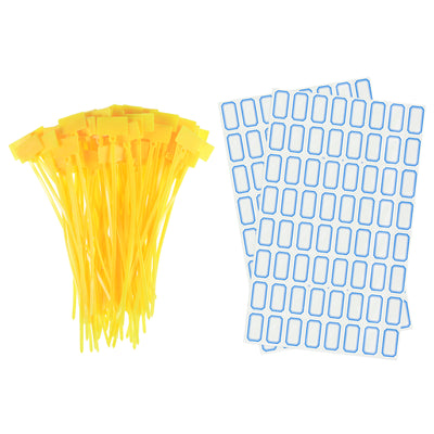 Harfington Uxcell 100pcs Nylon Cable Ties Tags Label Marker Self-Locking for Marking Organizing Yellow