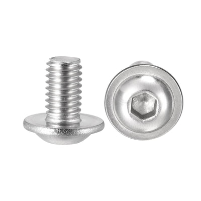 uxcell Uxcell Flanged Button Head Socket Cap Screws, Hex Socket Drive Screw, 304 Stainless Steel Fasteners Bolts, Fully Threaded Machine Screw