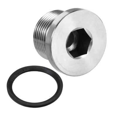 uxcell Uxcell Stainless Steel Inner Hex Head Pipe Plug with Seal Ring