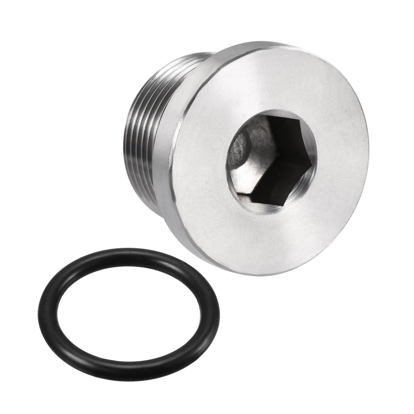 uxcell Uxcell Stainless Steel Inner Hex Head M25x1.5 Pipe Fitting Plug with Seal Ring