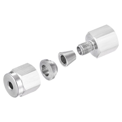 Harfington Uxcell Compression Tube Fitting 1/8NPT Female Thread x 1/4" Tube OD Straight Coupling Adapter 304 Stainless Steel