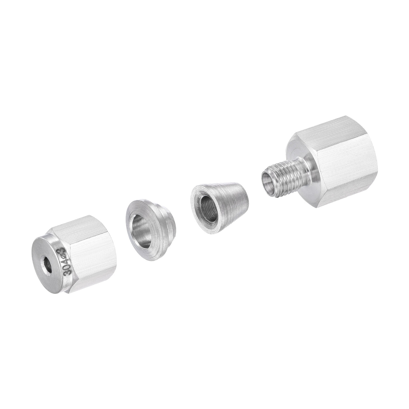 Uxcell Uxcell Compression Tube Fitting 1/4NPT Female Thread x 6mm Tube OD Straight Coupling Adapter 304 Stainless Steel