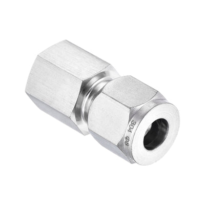 Harfington Uxcell Compression Tube Fitting 1/4NPT Female Thread x 6mm Tube OD Straight Coupling Adapter 304 Stainless Steel