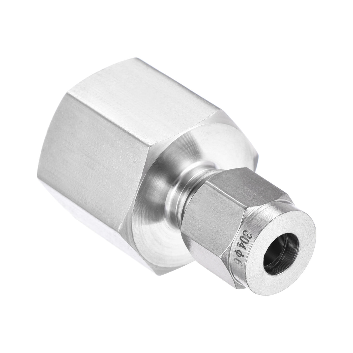 uxcell Uxcell Compression Tube Fitting 1/2NPT Female Thread x 6mm Tube OD Straight Coupling Adapter 304 Stainless Steel