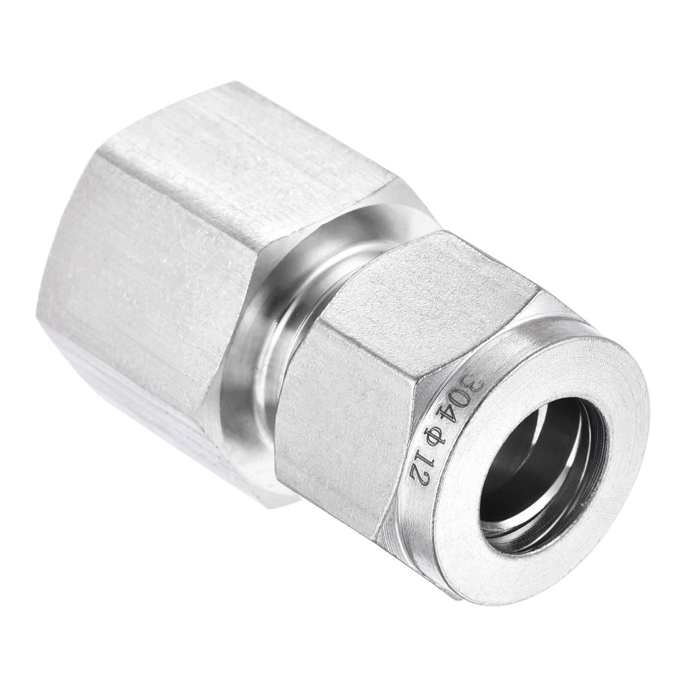 uxcell Uxcell Compression Tube Fitting 1/2NPT Female Thread x 12mm Tube OD Straight Coupling Adapter 304 Stainless Steel