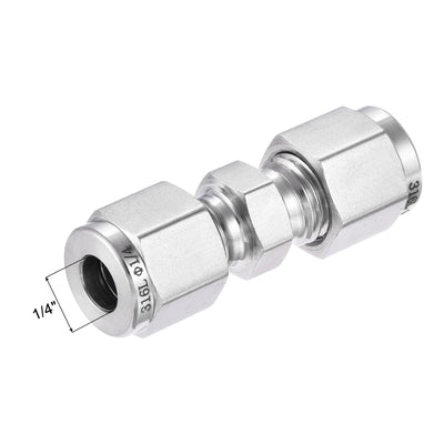 Harfington Uxcell Compression Tube Fitting 1/8" Tube OD x 1/8" Tube OD Straight Coupling Adapter 316 Stainless Steel