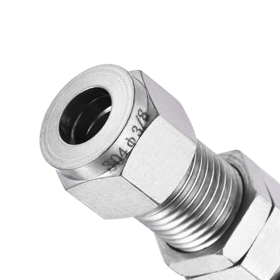 Harfington Uxcell Compression Tube Fitting 3/8" Tube OD x 3/8" Tube OD Bulkhead Union Coupling Adapter 304 Stainless Steel