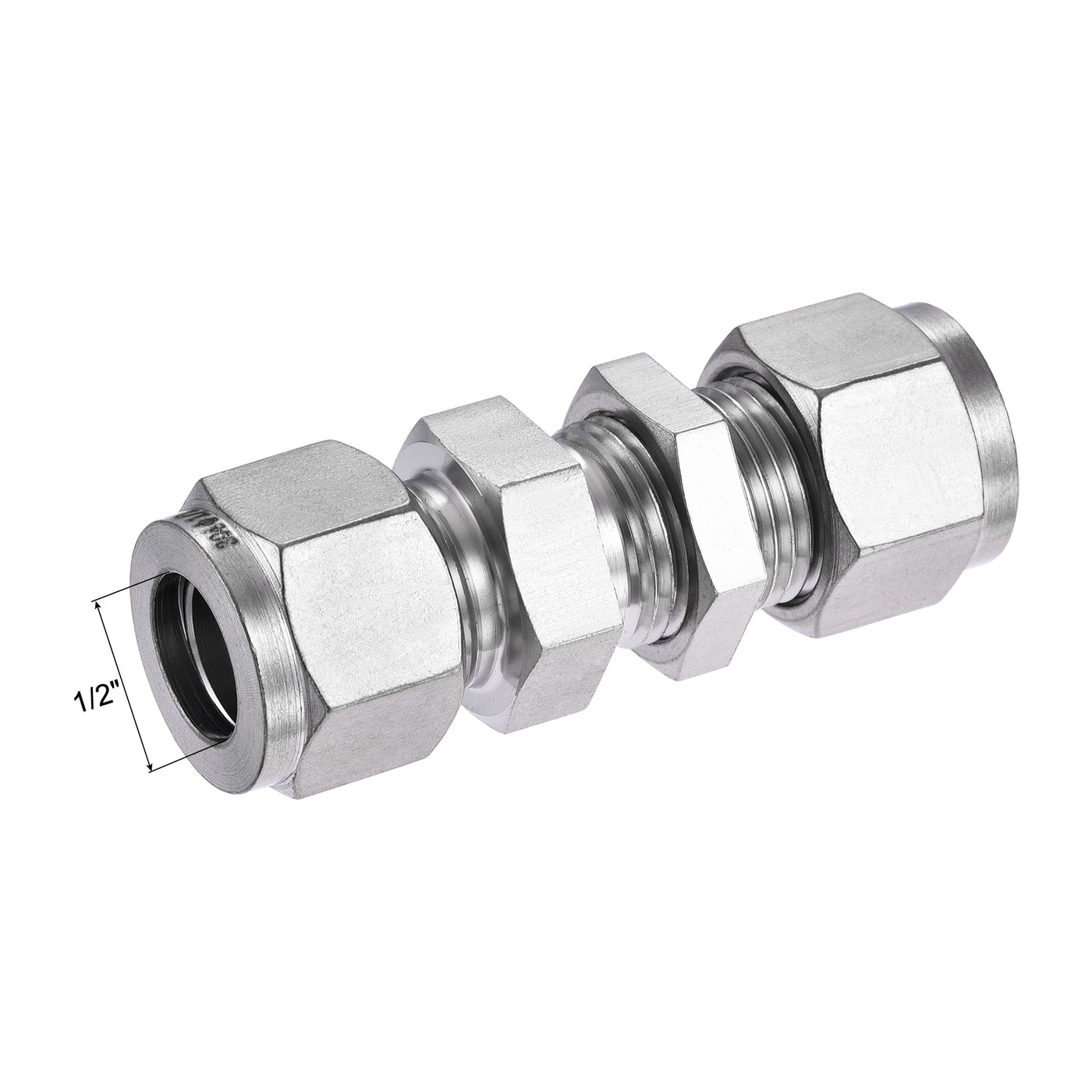 Uxcell Uxcell Compression Tube Fitting 3/8" Tube OD x 3/8" Tube OD Bulkhead Union Coupling Adapter 304 Stainless Steel