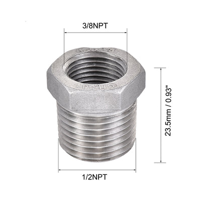 Harfington Uxcell Reducer Hex Bushing, 304 Stainless Steel 1-1/4NPT Male to 1NPT Female, Reducing Forging Pipe Hose Adapter Fitting