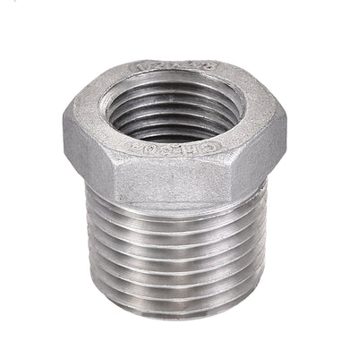 Harfington Uxcell Reducer Hex Bushing, 304 Stainless Steel 1-1/4NPT Male to 1NPT Female, Reducing Forging Pipe Hose Adapter Fitting