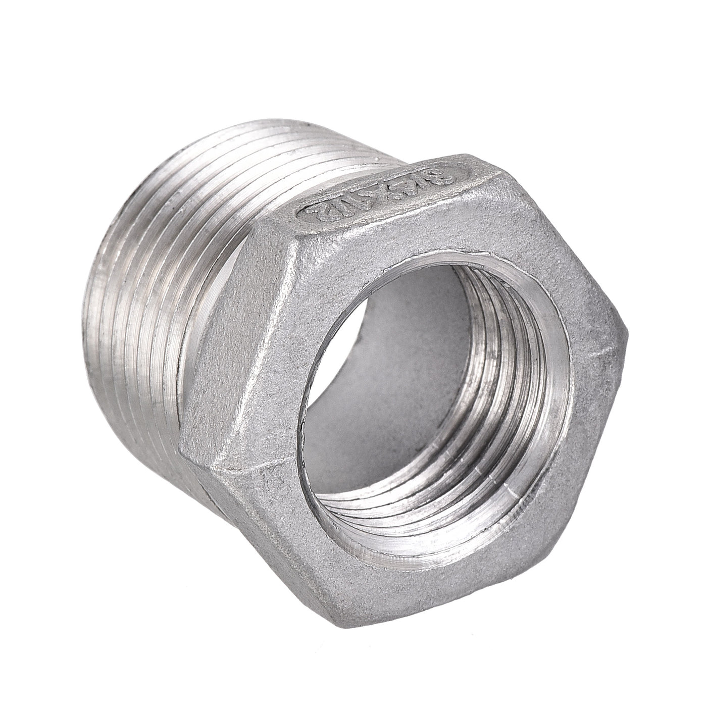 Uxcell Uxcell Reducer Hex Bushing, 304 Stainless Steel 1/2NPT Male to 3/8NPT Female, Reducing Forging Pipe Hose Adapter Fitting 2Pcs