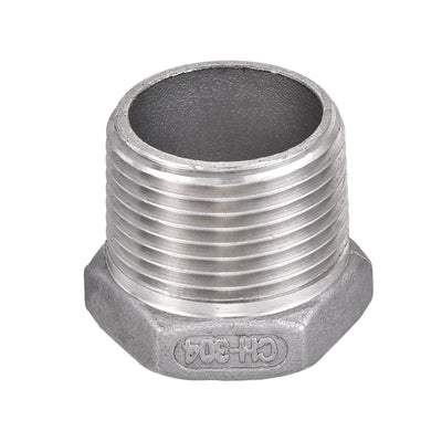 Harfington Uxcell Reducer Hex Bushing, 304 Stainless Steel 1/2NPT Male to 3/8NPT Female, Reducing Forging Pipe Hose Adapter Fitting 2Pcs