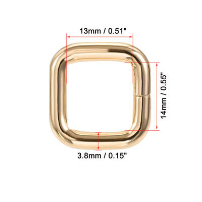 Harfington Uxcell Metal Rectangle Ring Buckles 14x13mm for Bags Belts DIY Gold Tone 10pcs