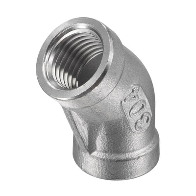 Harfington Uxcell Pipe Fitting 45 Degree Elbow NPT Female Thread Hose Connector Adapter 304 Stainless Steel