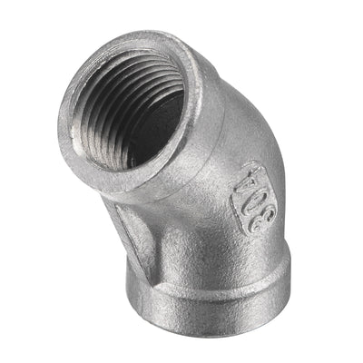 Harfington Uxcell Pipe Fitting 45 Degree Elbow NPT Female Thread Hose Connector Adapter 304 Stainless Steel
