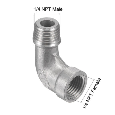 Harfington Uxcell Pipe Fitting Elbow 1/4 NPT Male to Female Thread Hose Connector Adapter, 304 Stainless Steel