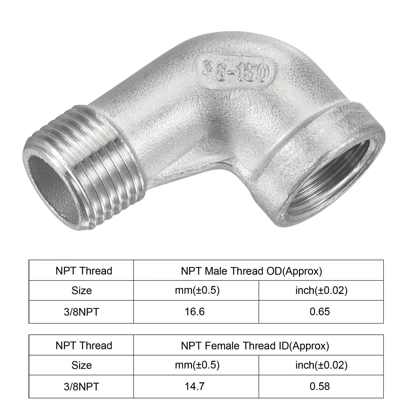 Uxcell Uxcell Pipe Fitting Elbow 1/4 NPT Male to Female Thread Hose Connector Adapter, 304 Stainless Steel