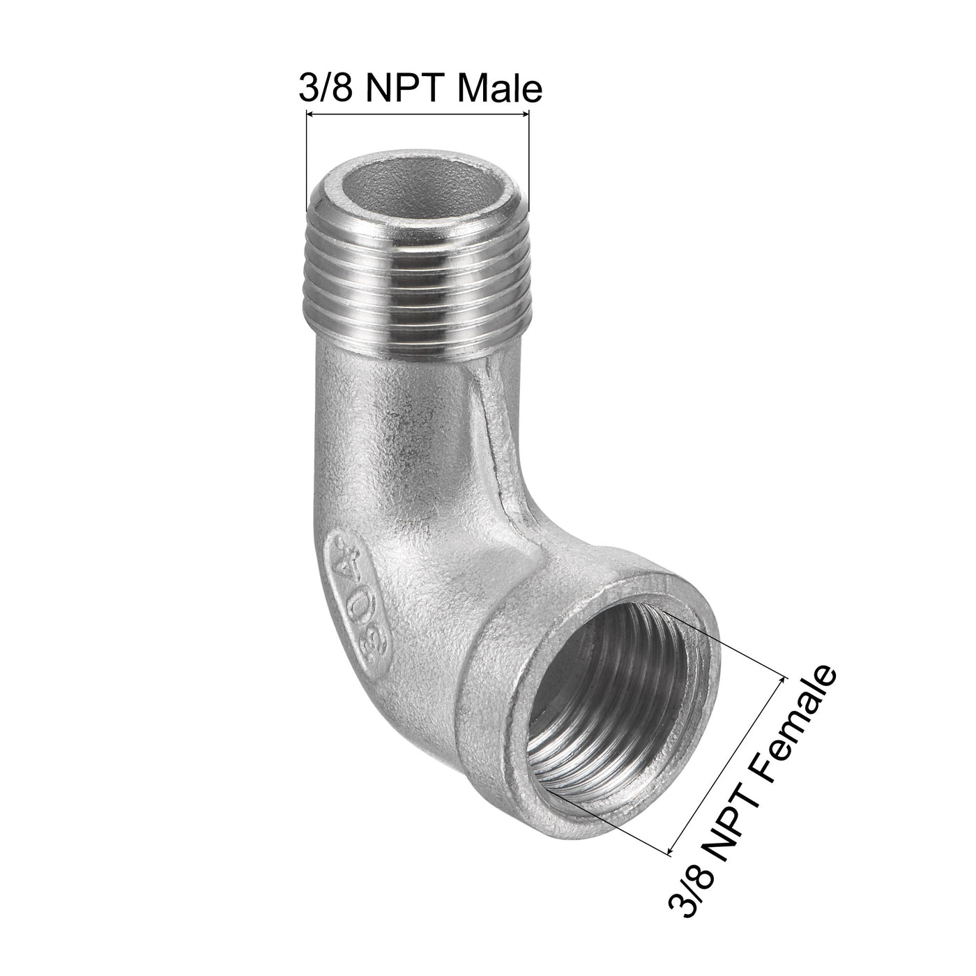 Uxcell Uxcell Pipe Fitting Elbow 1/4 NPT Male to Female Thread Hose Connector Adapter, 304 Stainless Steel Pack of 2