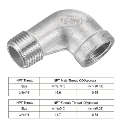 Harfington Uxcell Pipe Fitting Elbow 1/4 NPT Male to Female Thread Hose Connector Adapter, 304 Stainless Steel Pack of 2