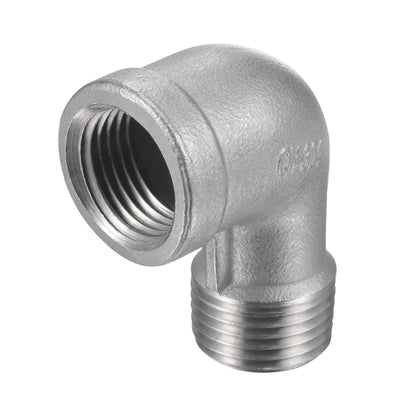 Harfington Uxcell Pipe Fitting Elbow 1/4 NPT Male to Female Thread Hose Connector Adapter, 304 Stainless Steel Pack of 2