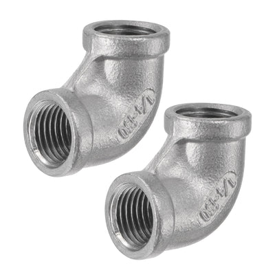 Harfington Uxcell Pipe Fitting Elbow 1/2 NPT Female Thread Hose Connector Adapter, 304 Stainless Steel Pack of 2