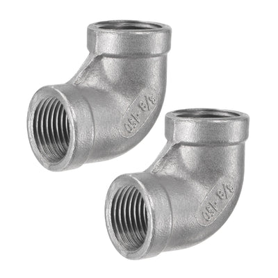 Harfington Uxcell Pipe Fitting Elbow 1/2 NPT Female Thread Hose Connector Adapter, 304 Stainless Steel Pack of 2