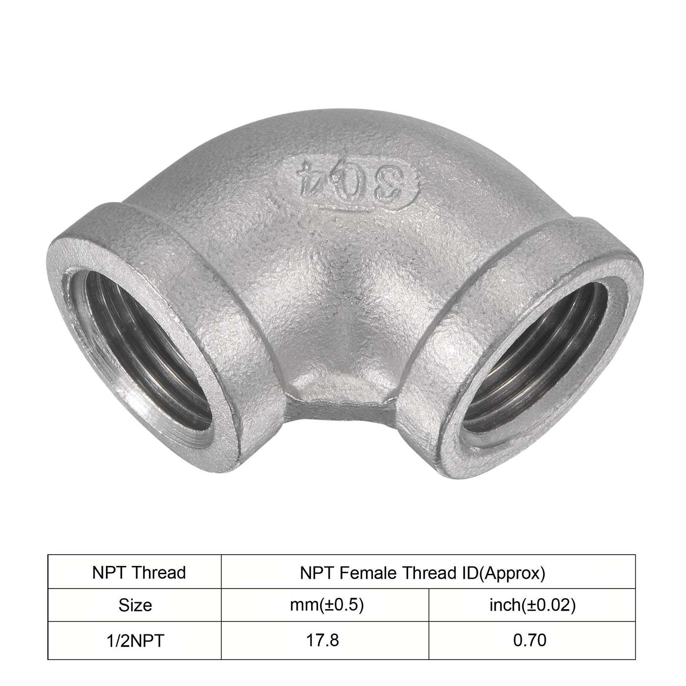 Uxcell Uxcell Pipe Fitting Elbow 3/4 NPT Female Thread Hose Connector Adapter, 304 Stainless Steel