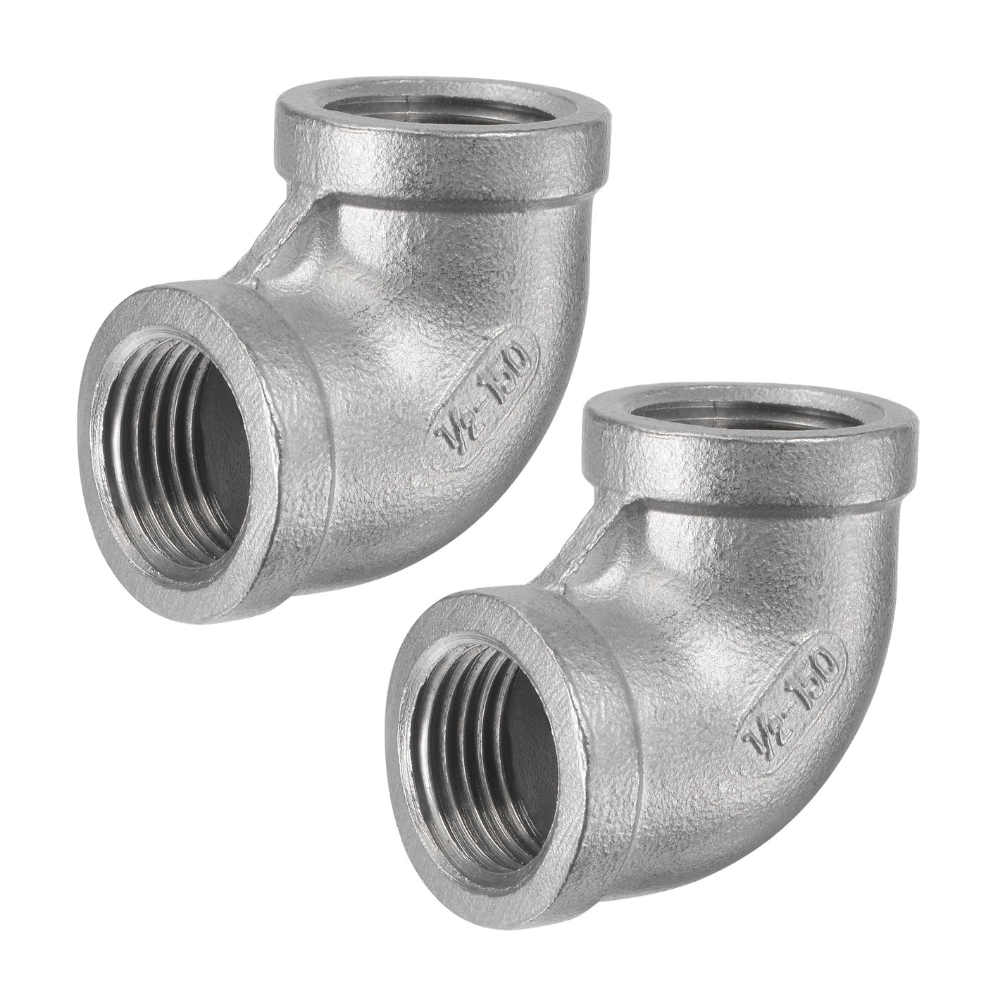 Uxcell Uxcell Pipe Fitting Elbow 1/2 NPT Female Thread Hose Connector Adapter, 304 Stainless Steel Pack of 2