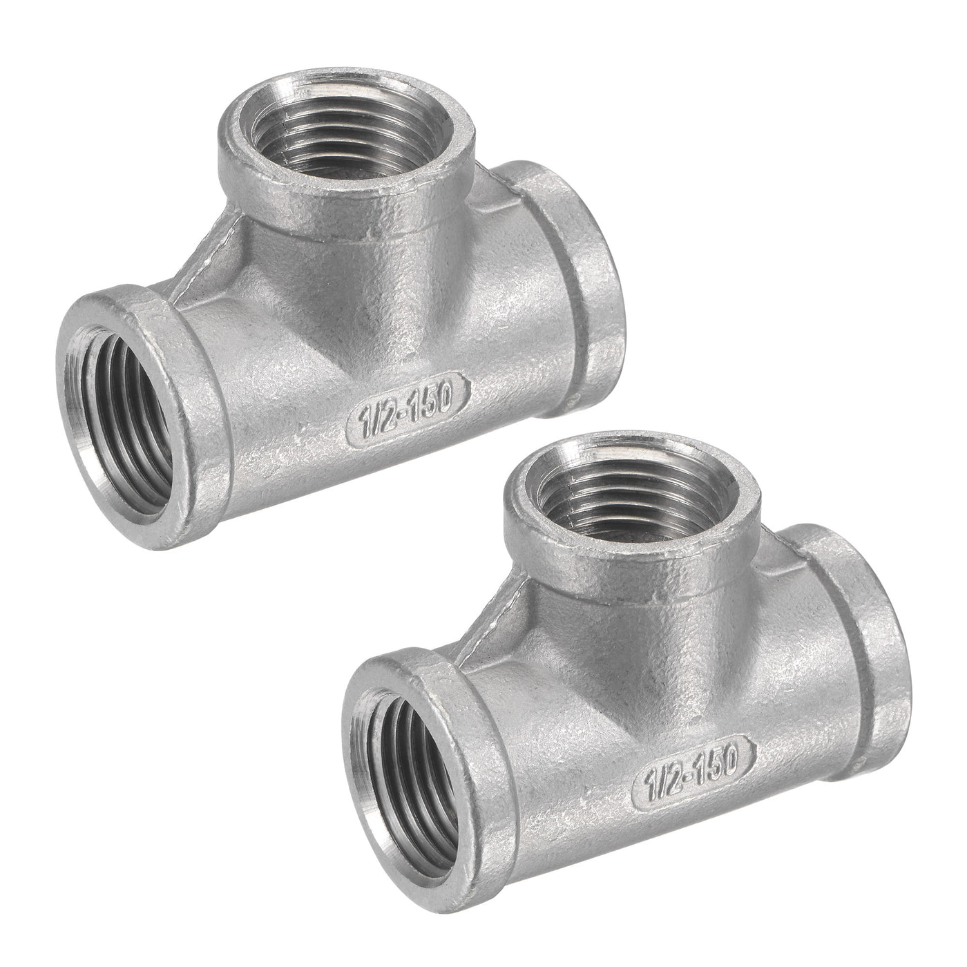 Uxcell Uxcell Pipe Fitting Tee 1/4 NPT Female Thread Hose Connector Adapter, 304 Stainless Steel, Pack of 2