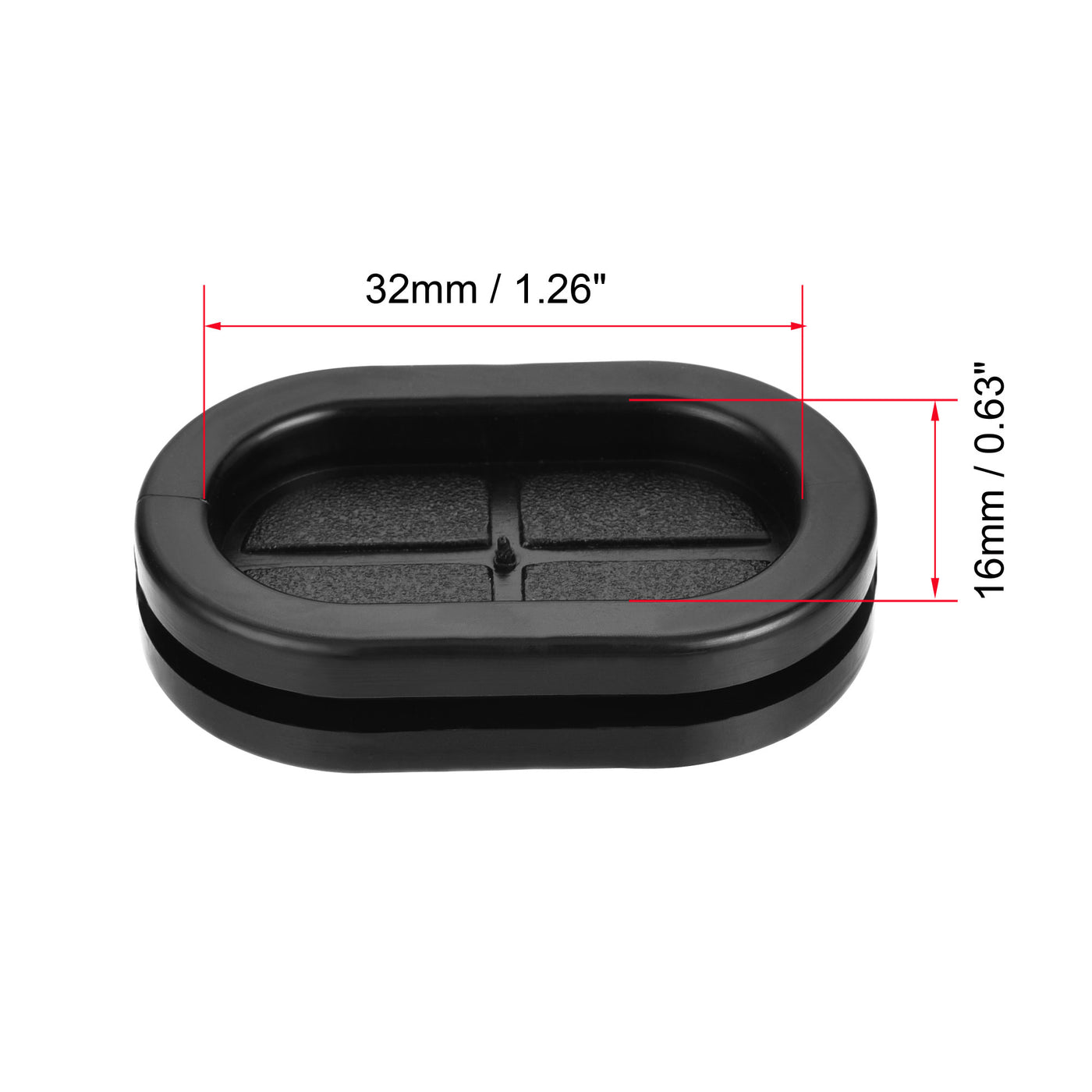 Uxcell Uxcell Rubber Grommet Oval Double-Sided Mount Size 35 x 20 mm for Wire Protection 4pcs