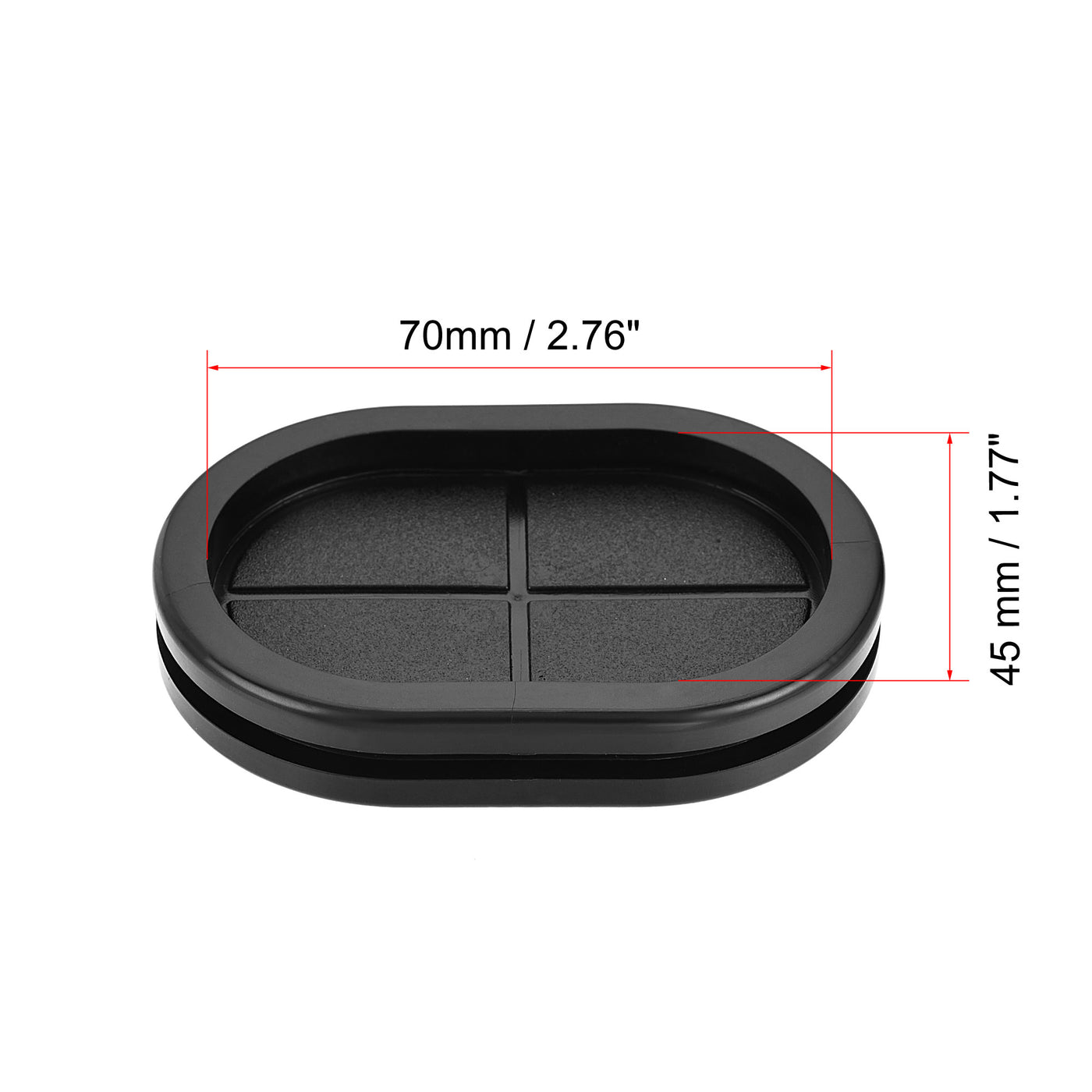 Uxcell Uxcell Rubber Grommet Oval Double-Sided Mount Size 35 x 20 mm for Wire Protection 4pcs