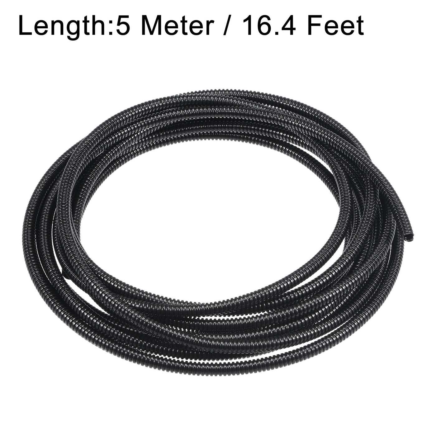 uxcell Uxcell 5 M 4.5 x 7 mm PA Split Corrugated Conduit Tube for Garden,Office Black