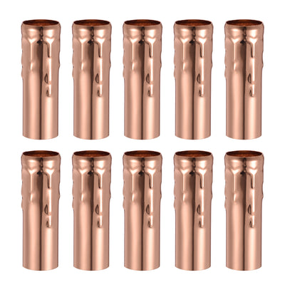 Harfington Uxcell Candle Shape Socket Covers Sleeves 3 Inch Iron Candelabra Base for E14 Chandelier, Rose Gold Pack of 10