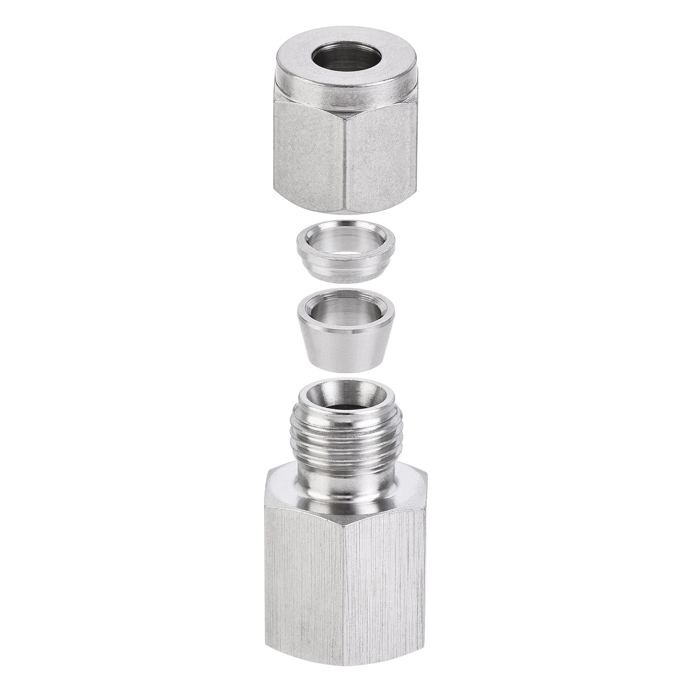 uxcell Uxcell Compression Tube Fitting G1/4 Female Thread x 1/4" Tube OD Straight Coupling Adapter 304 Stainless Steel 2Pcs