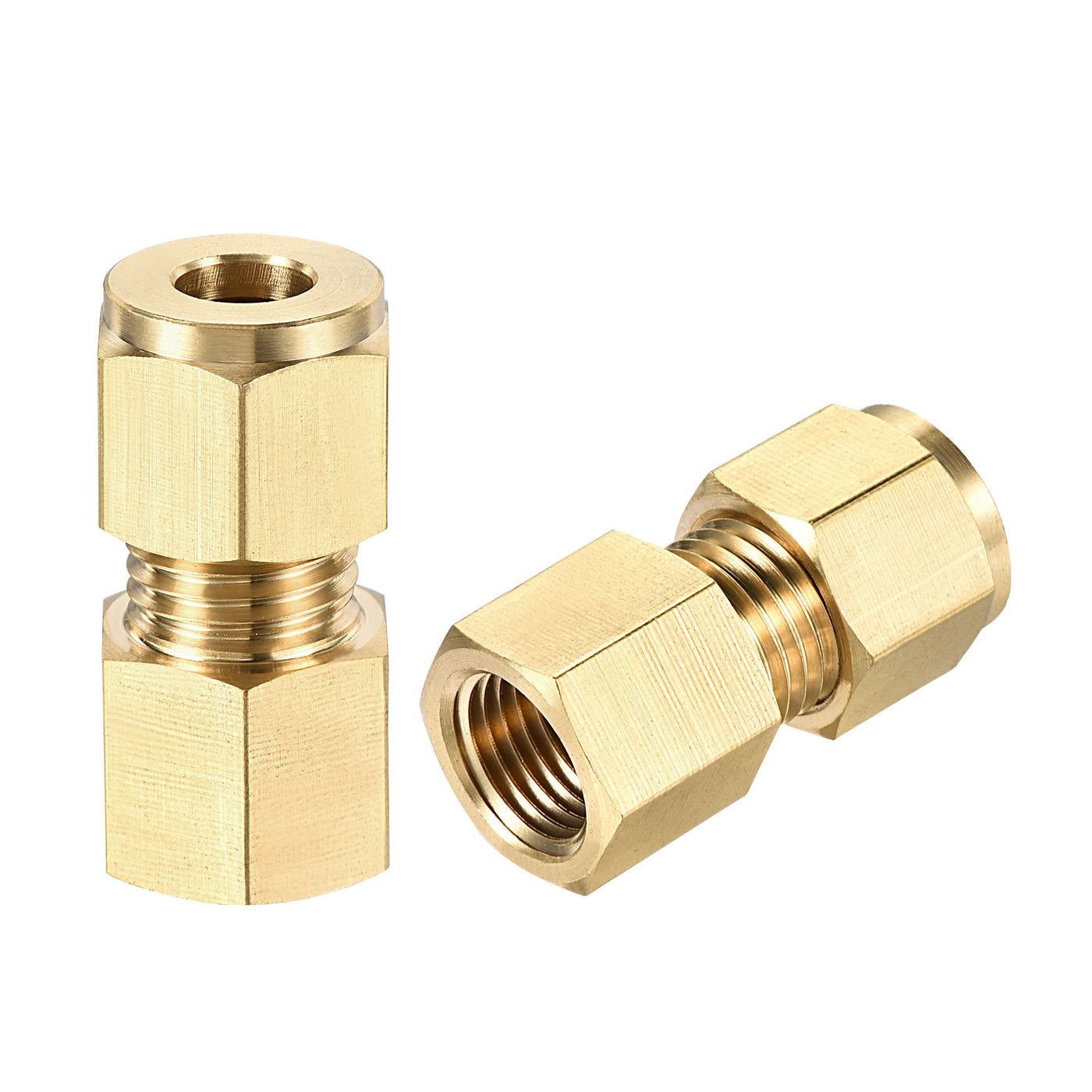 Uxcell Uxcell Compression Tube Fitting G1/4 Female Thread x 10mm Tube OD Straight Coupling Adapter Brass, 2pcs