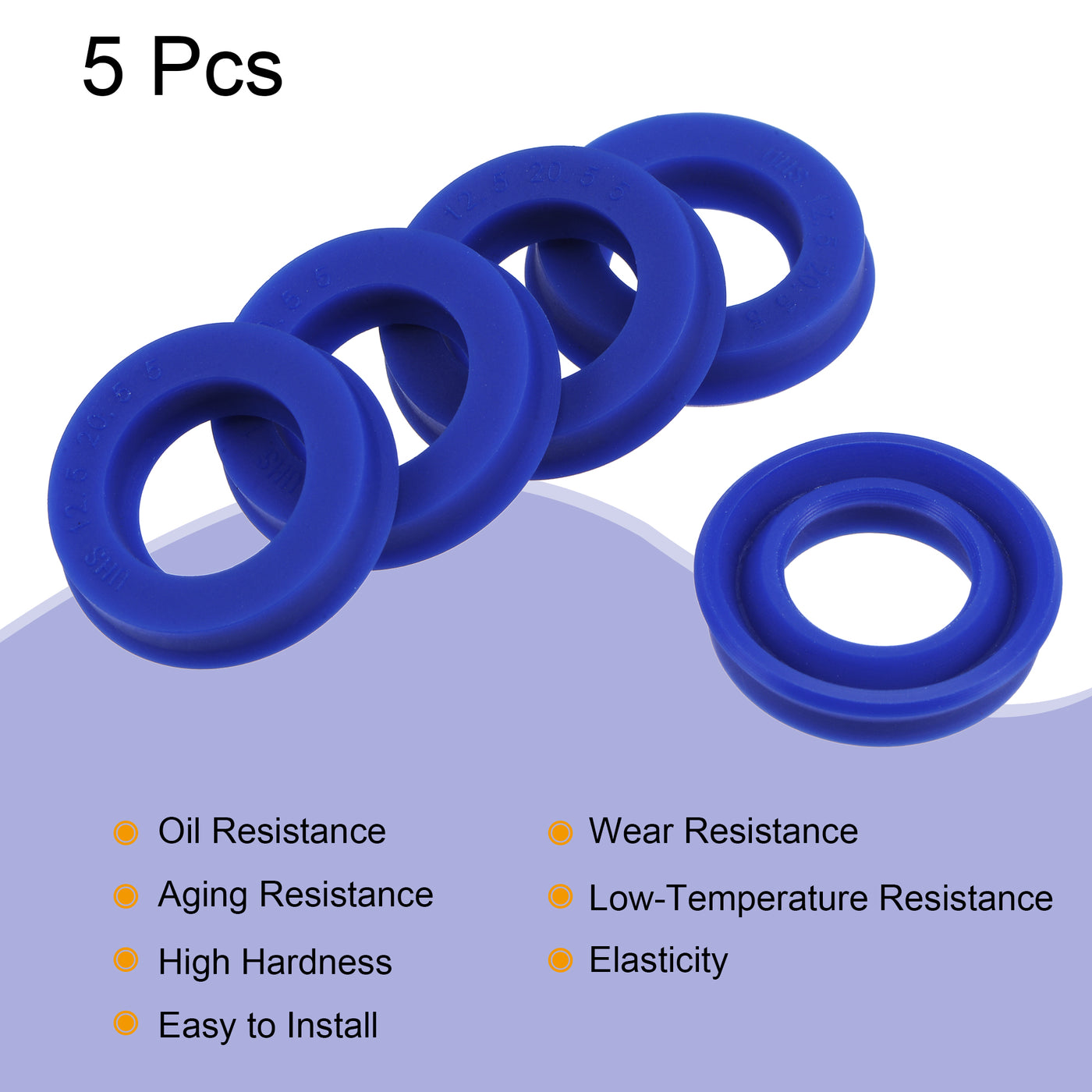 Uxcell Uxcell UHS Radial Shaft Seal 28mm ID x 35.5mm OD x 5mm Width PU Oil Seal, Blue Pack of 5