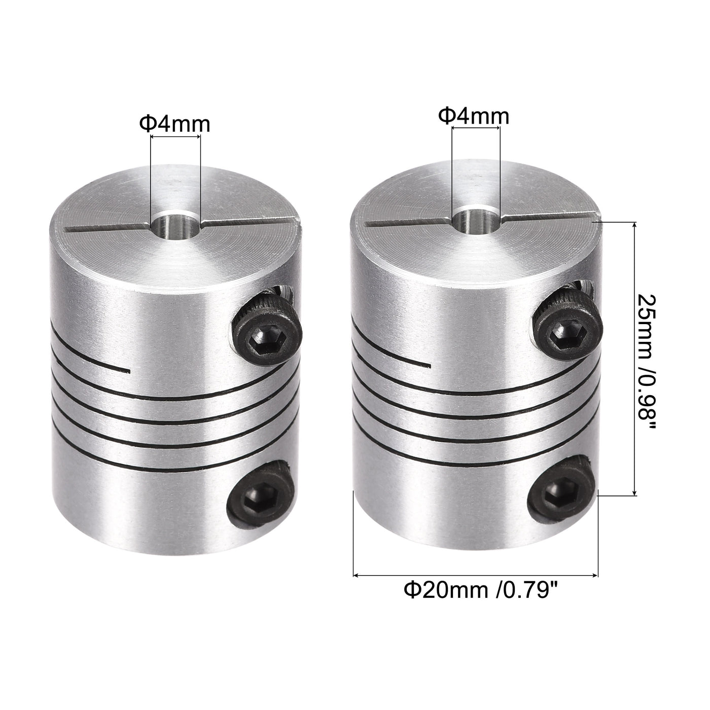 uxcell Uxcell 2PCS Motor Shaft 4mm to 4mm Helical Beam Coupler Coupling 20mm Dia 25mm Length