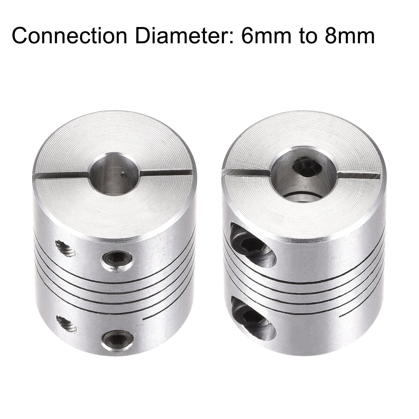 uxcell Uxcell 2PCS Motor Shaft 6mm to 8mm Helical Beam Coupler Coupling 20mm Dia 25mm Length