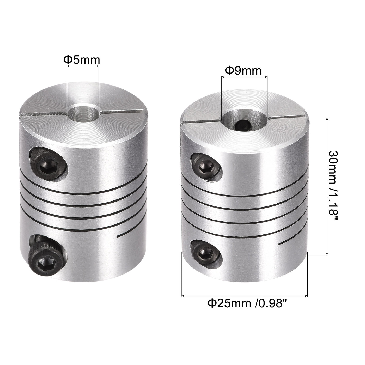 uxcell Uxcell Motor Shaft 5mm to 9mm Helical Beam Coupler Coupling 25mm Dia 30mm Length